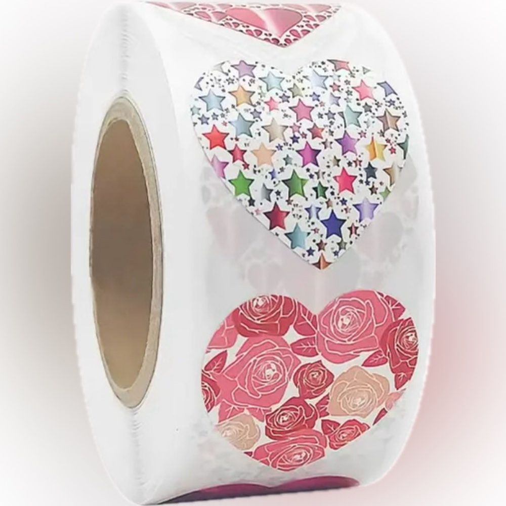 💕500pcs Heart Stickers Roll, 1-Inch Paper Love Decals